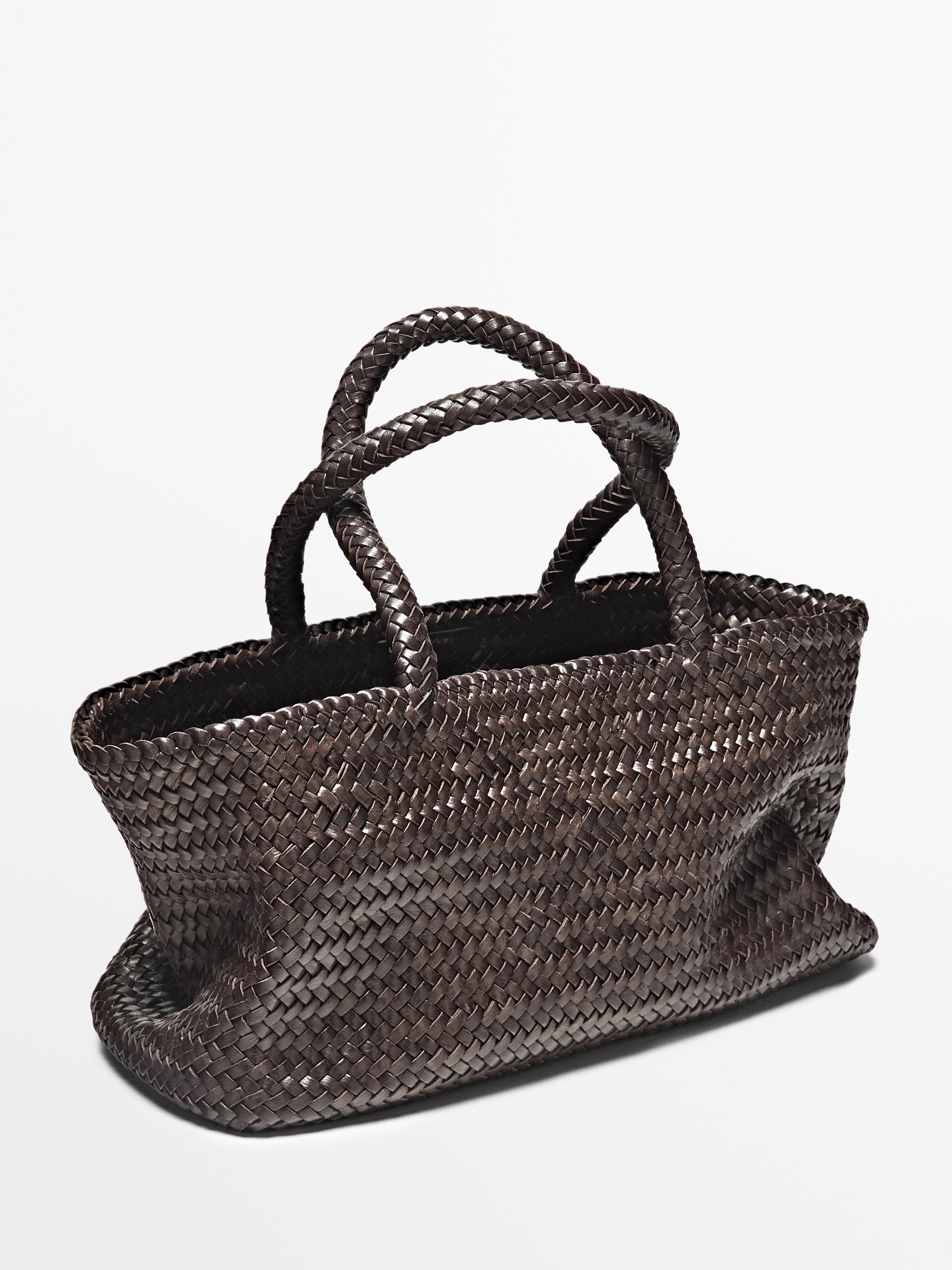 braided nappa leather tote bag